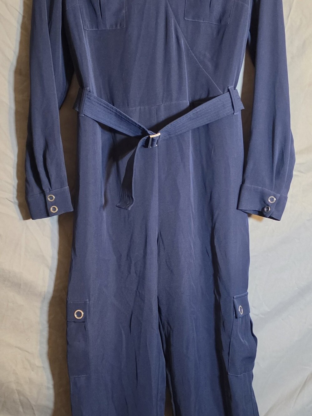 NWT Ted Baker Navy Long-Sleeve Utility Romper with Belt